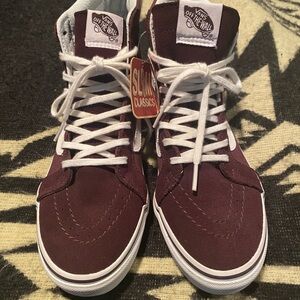 Vans Women’s Slim Classics Off The Wall BNWT Burgundy (Suede/Canvas) High Tops
